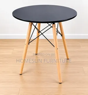 80cm Diameter Dining Table – Round Black Table With Wooden Legs