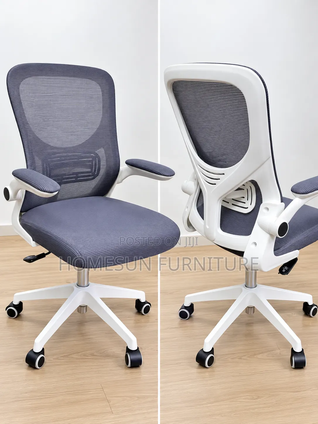 Ergonomic Office Chair – Grey Mesh With White Frame