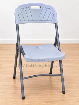 Folding Chair – White Plastic Seat With Strong Metal Frame
