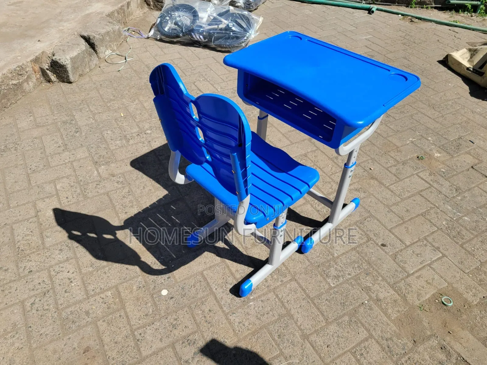 Kids Study Desk and Chair – Blue Adjustable School Set
