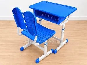 Kids Study Desk and Chair – Blue Adjustable School Set
