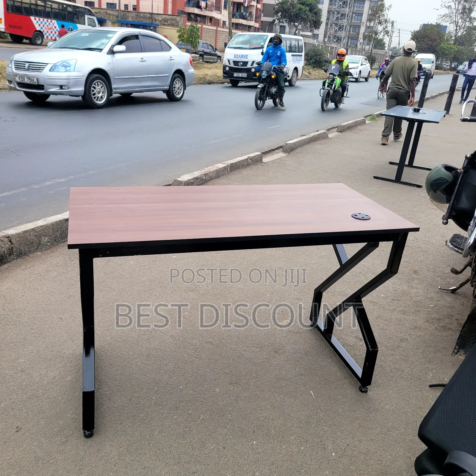 Modern Office Desk – Black, White & Brown