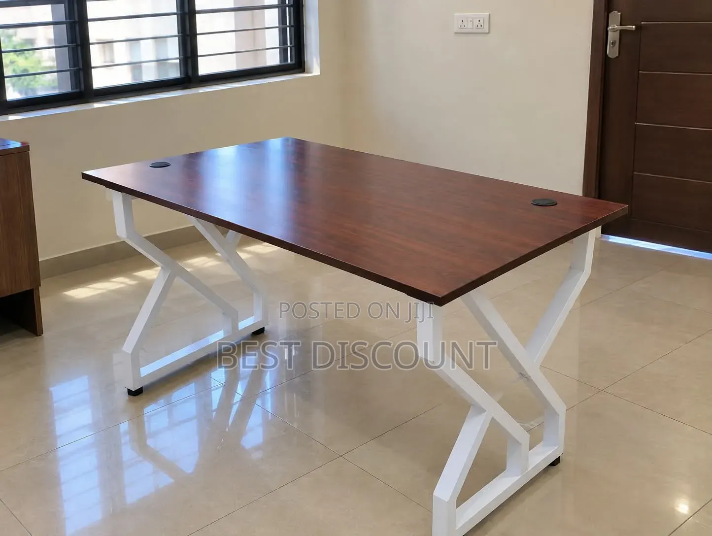 Modern Office Desk – Black, White & Brown