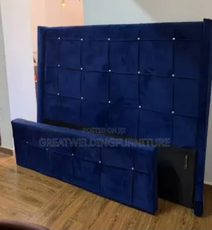 Royal Blue Velvet Upholstered Headboard