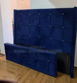 Royal Blue Velvet Upholstered Headboard