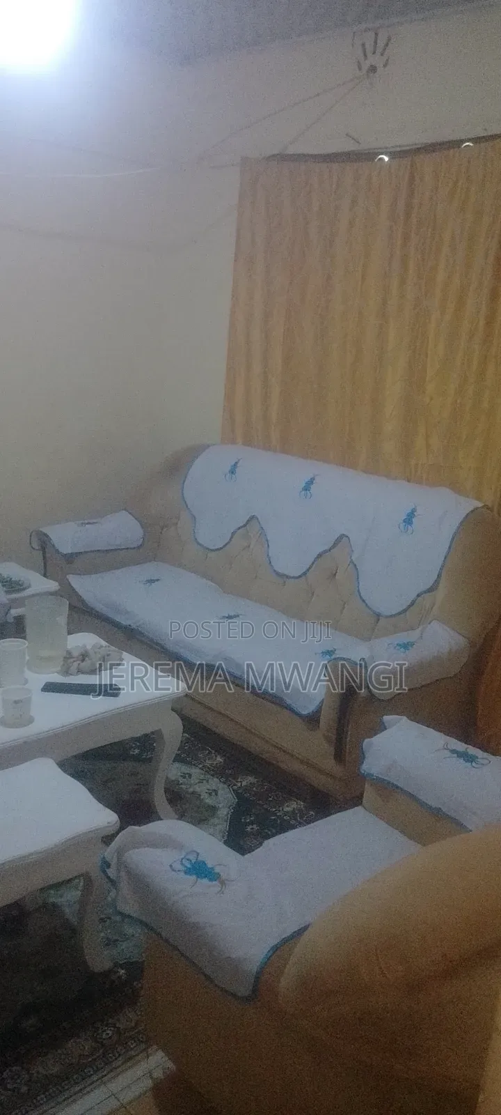 5 Seater Sofa+ 5ft White Mahogany Coffee Table