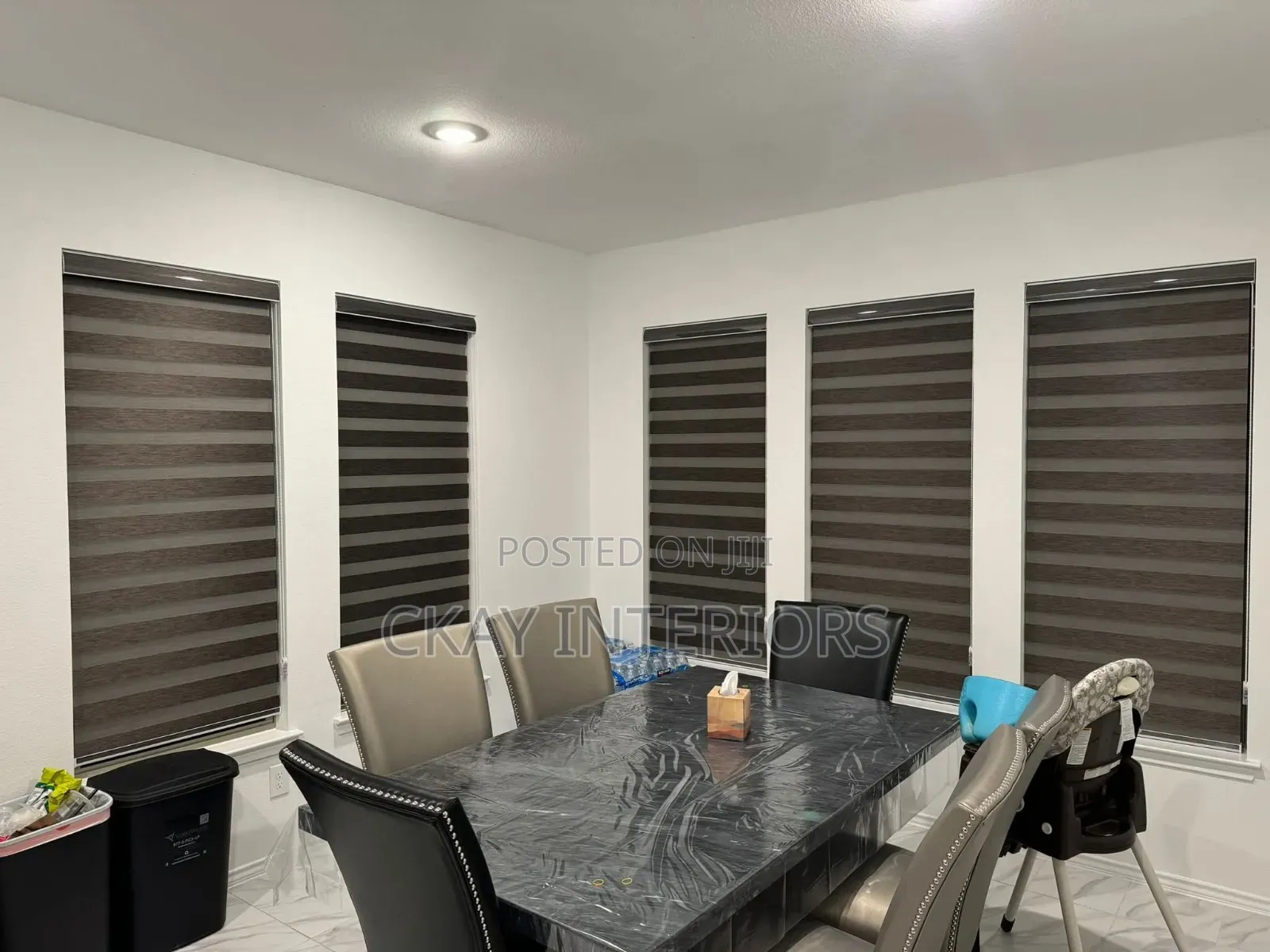 Beautiful View From Inside With Horizontal Blinds