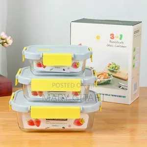 3Pcs Glass Food Storage/ Lunch Box Containers