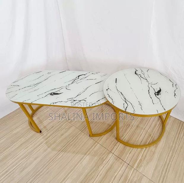 MDF Top With Marble Effect 2 in 1 Nesting Coffee Table - thumbnail 2