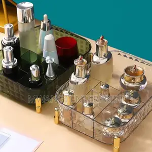 Large Capacity Multi-Grid Transparent Makeup Organizer