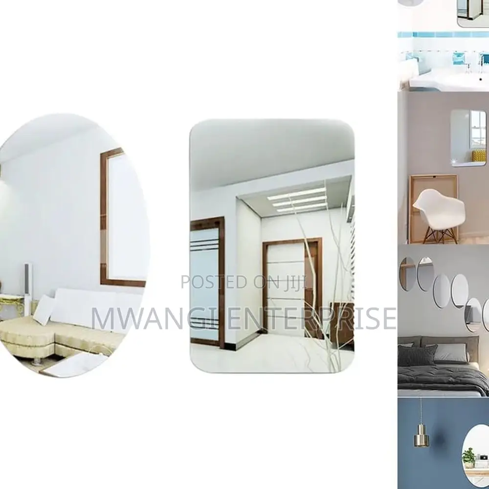 Unbreakable Acrylic Self-Adhesive Mirror 30x40cm - Oval/Rectangle