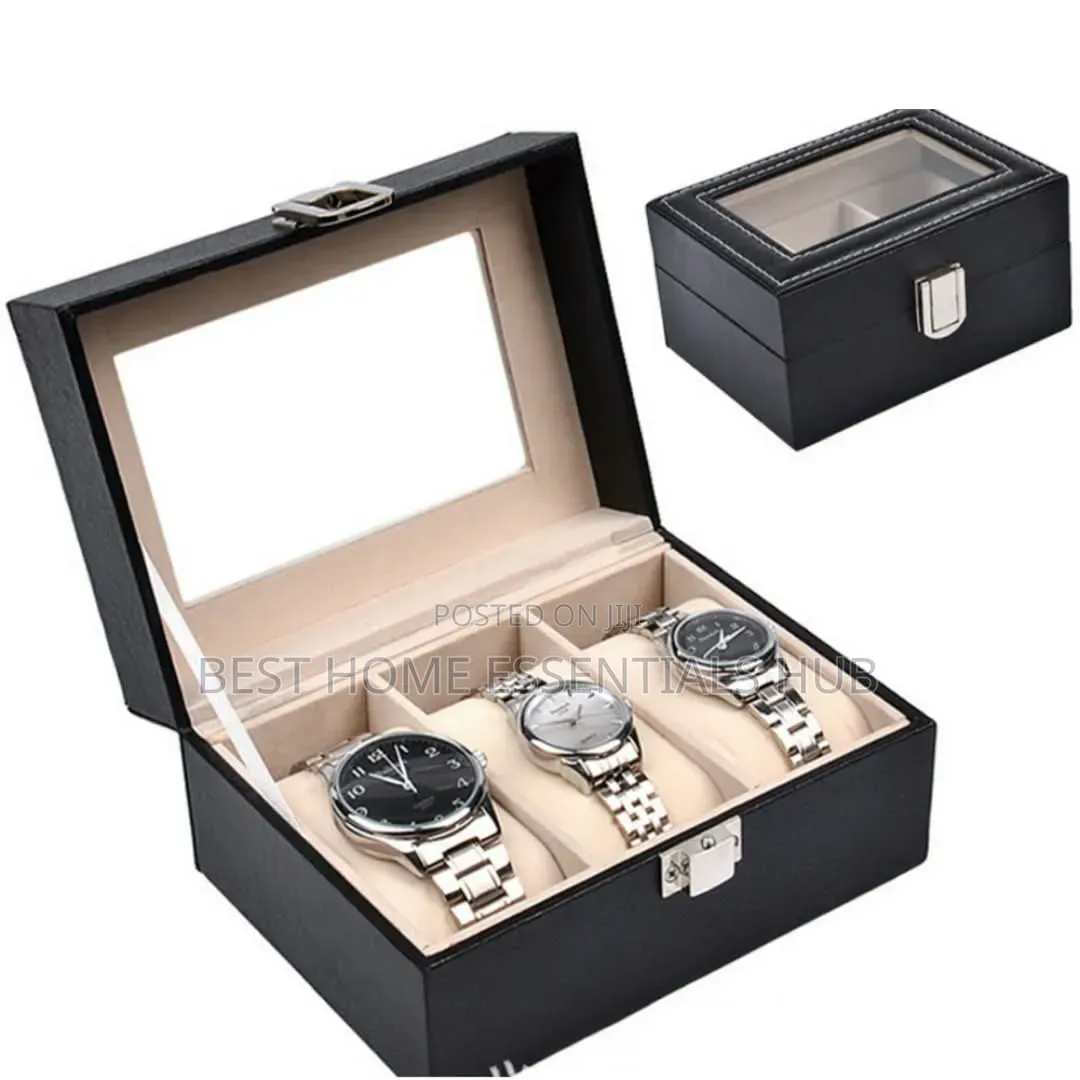Premium 3-Slot Leather Watch Organizer