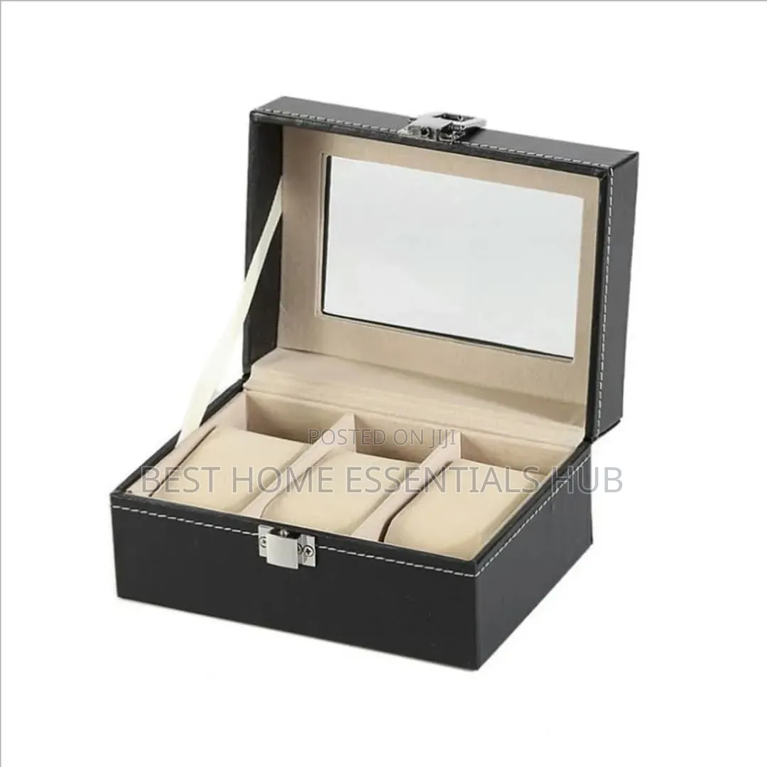 Premium 3-Slot Leather Watch Organizer