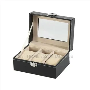Premium 3-Slot Leather Watch Organizer