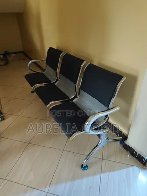 Black Link Chair 3 People Office Chair