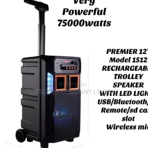 75000watts Powerful Rechargeable Trolley Speaker USB/Bluetooth/Fm/Sd