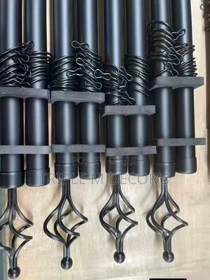 Matte Black 2m Double Curtain Rods