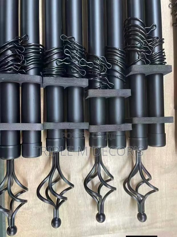 Matte Black 2m Double Curtain Rods - thumbnail 2