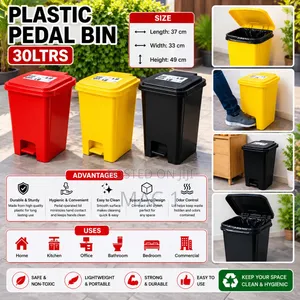 30L Plastic Pedal Dustbin With Foot Operated Lid