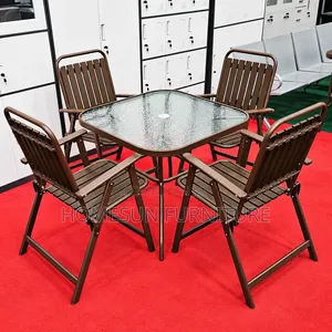 Outdoor Dining Table With 4 Foldable Chairs