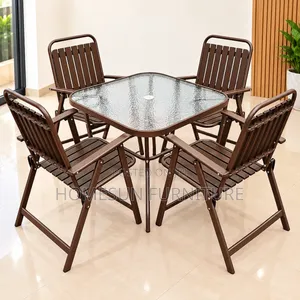 Outdoor Dining Table With 4 Foldable Chairs