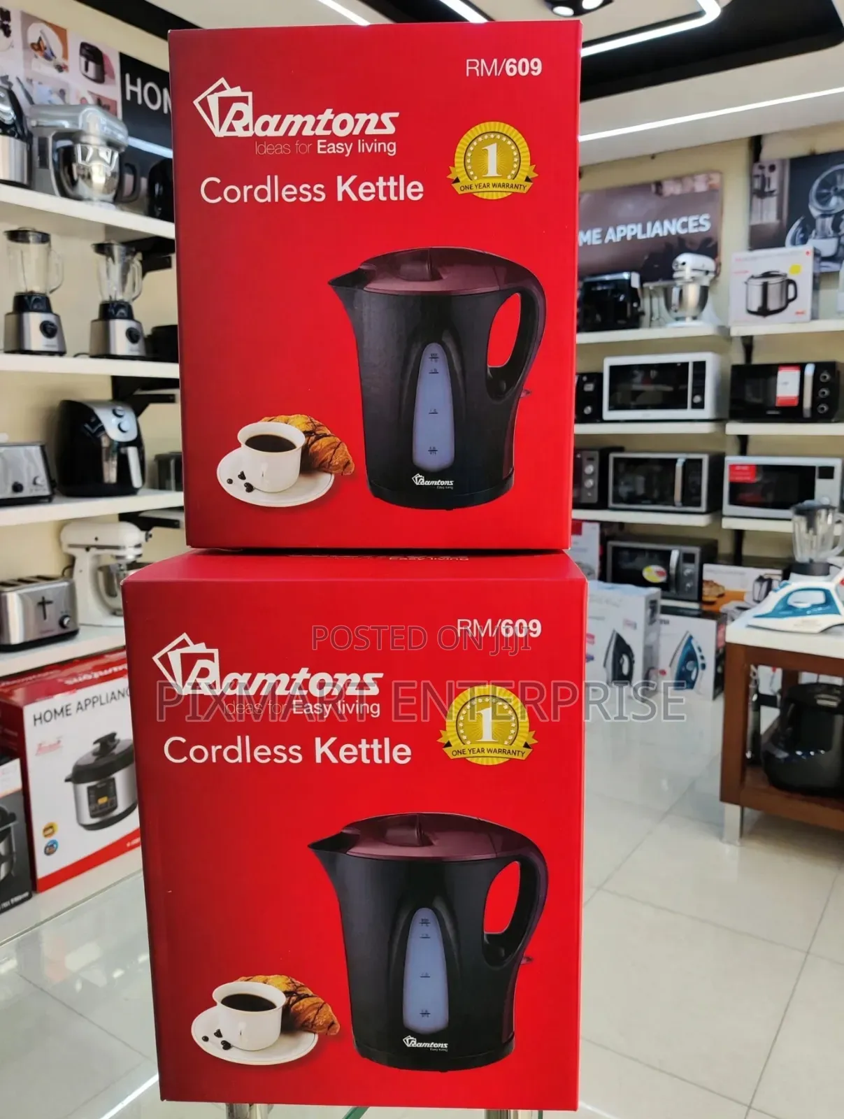 Ramtons Cordless Water Kettle 1.7 Litres Black and Red RM/609