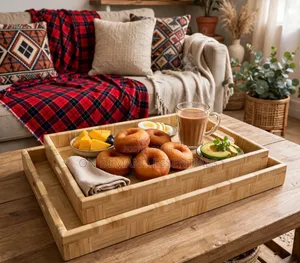 Multi-Functional Bamboo Food Serving Trays for Household Use/Decor