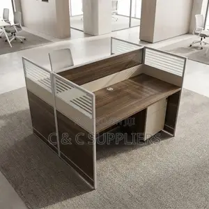 Brown Double-Seater Workstation Desk