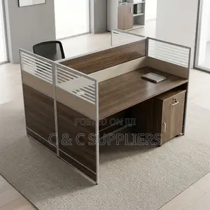 Brown Double-Seater Workstation Desk