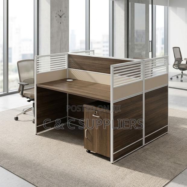 Brown Double-Seater Workstation Desk - thumbnail 6