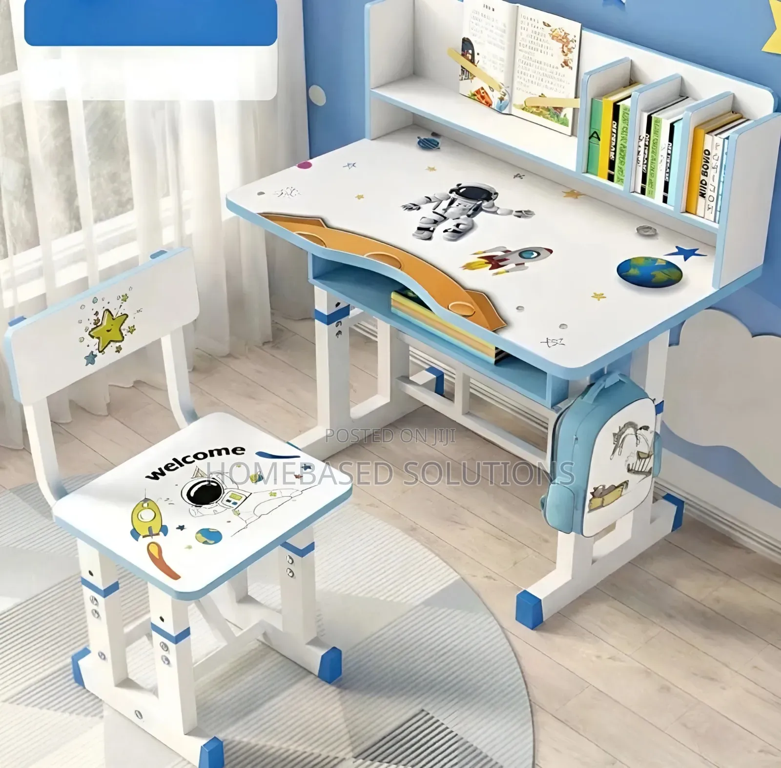 Blue White Study Kids Table