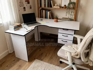1.2M L-Shaped Office Desk - Study Table - 3 Drawers - New