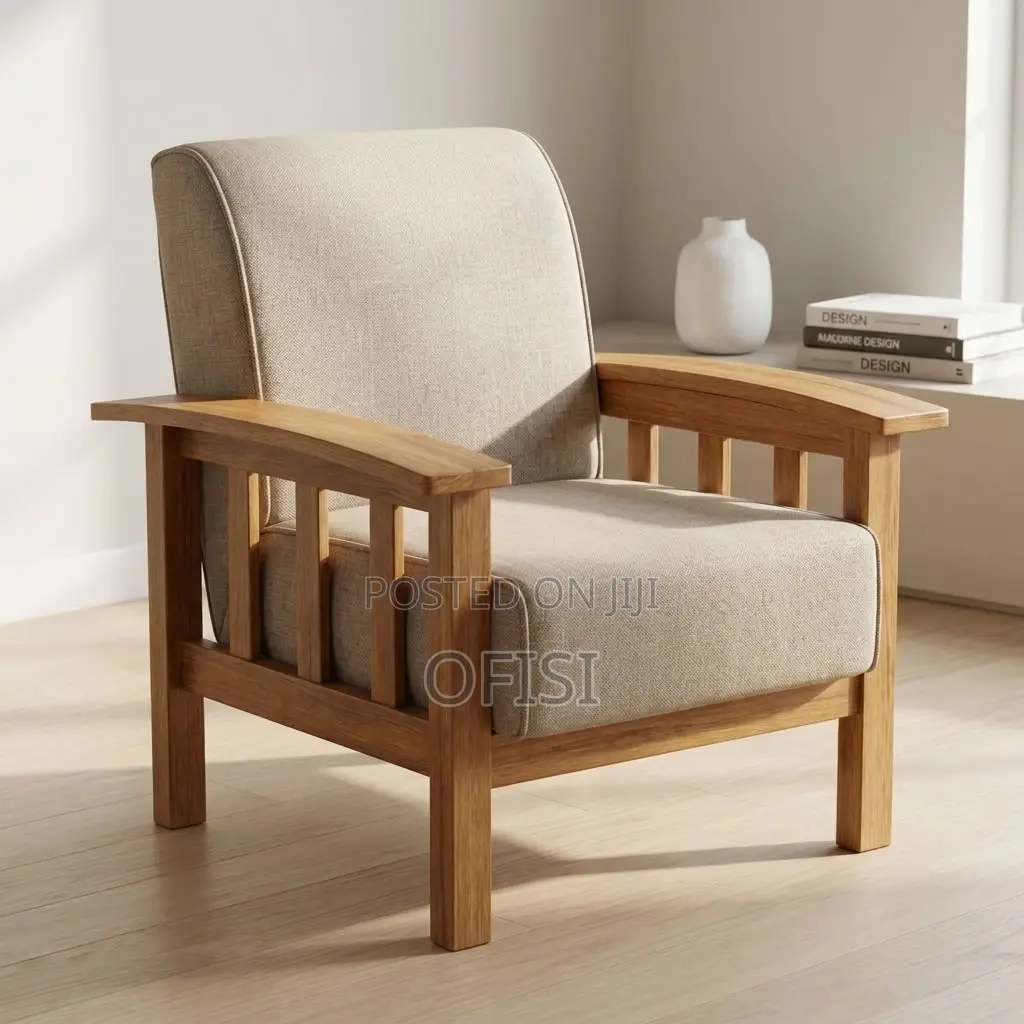 Office Sofa; Single Seater Wooden Frame Reception Sofa