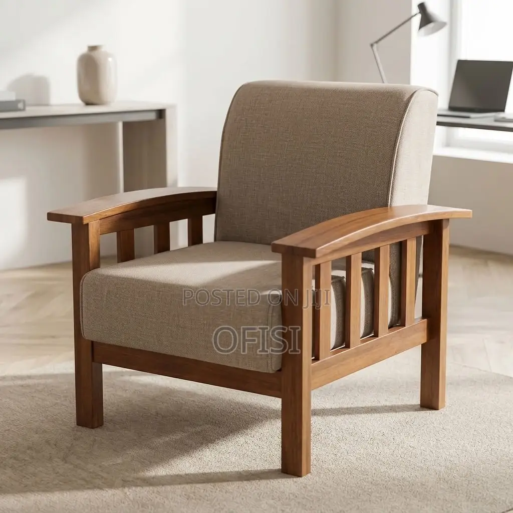 Office Sofa; Single Seater Wooden Frame Reception Sofa