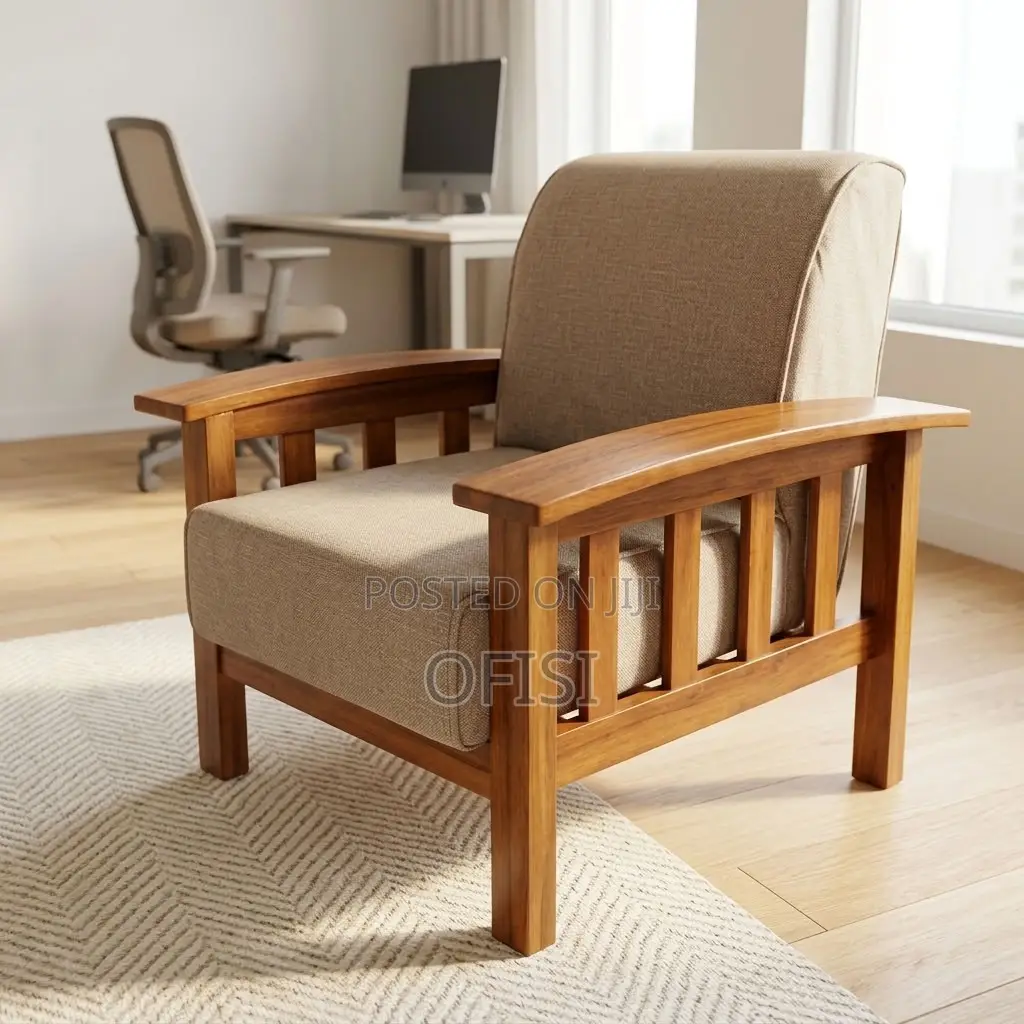 Office Sofa; Single Seater Wooden Frame Reception Sofa