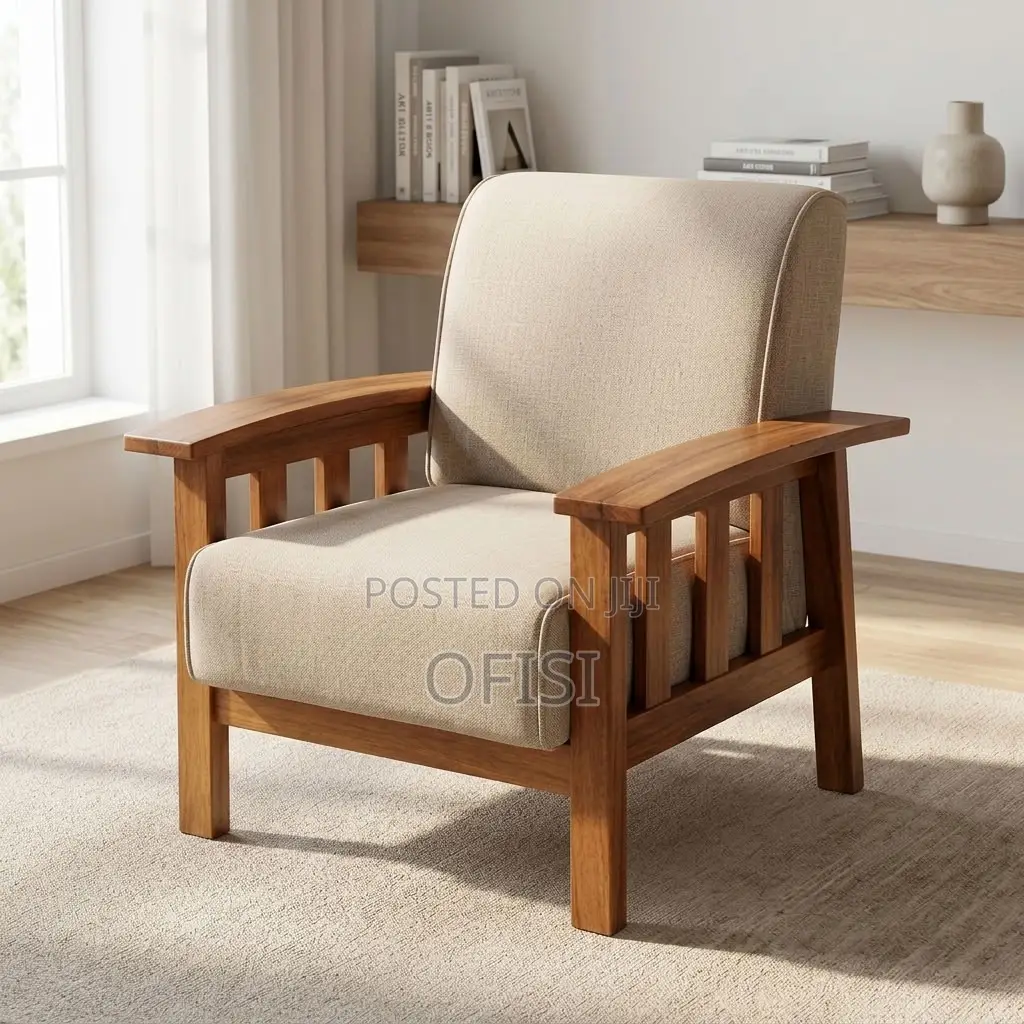 Office Sofa; Single Seater Wooden Frame Reception Sofa