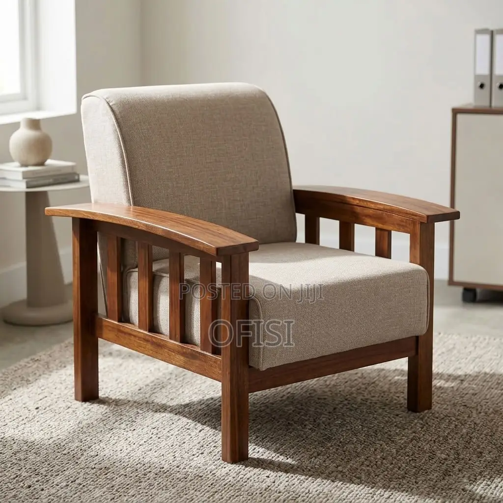 Office Sofa; Single Seater Wooden Frame Reception Sofa