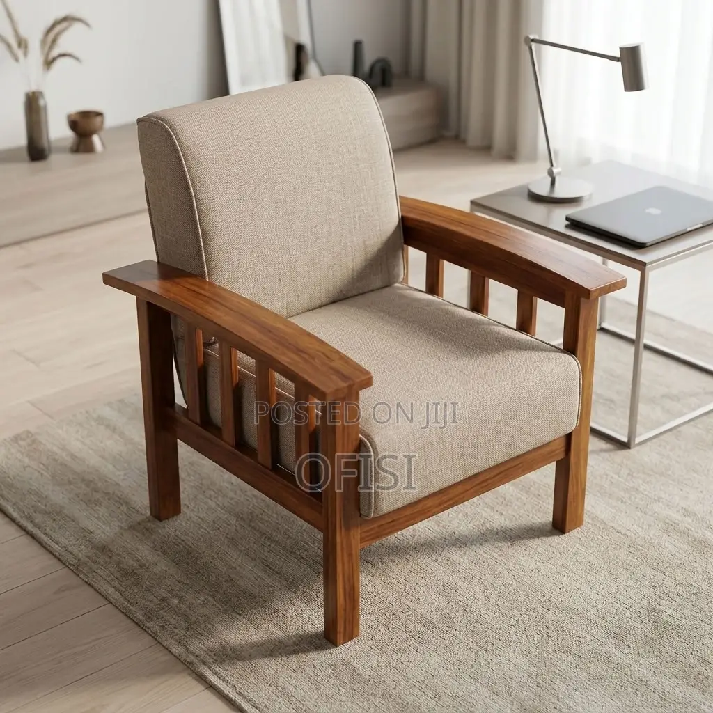 Office Sofa; Single Seater Wooden Frame Reception Sofa