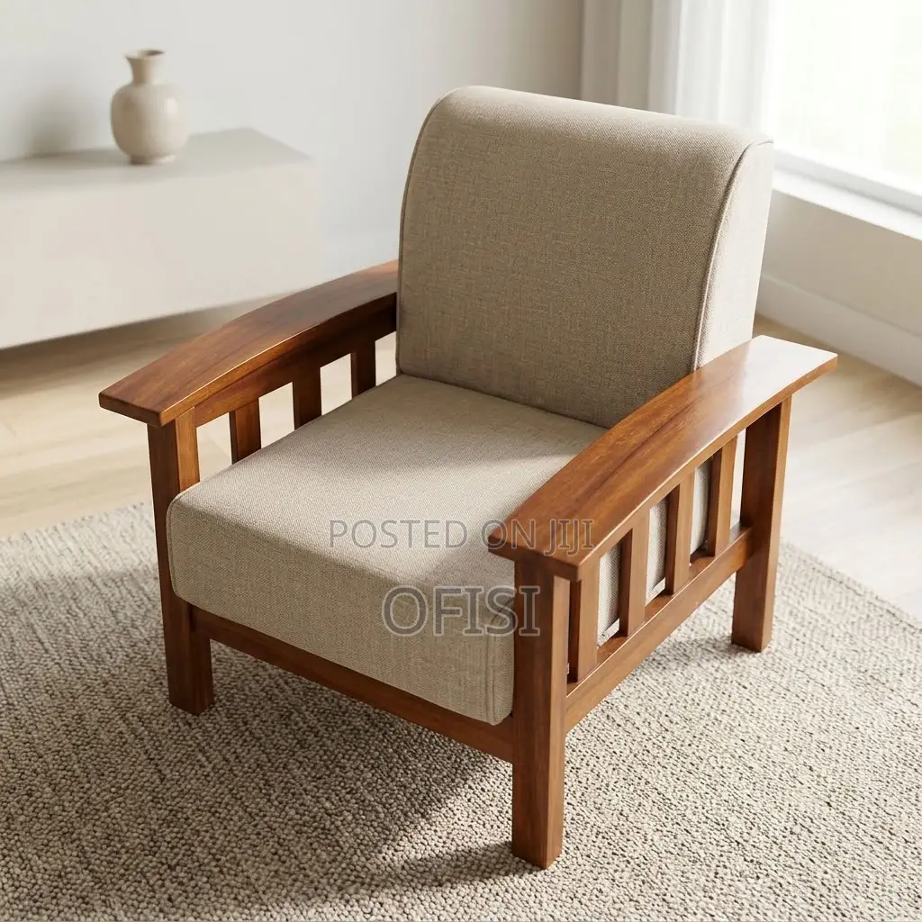 Office Sofa; Single Seater Wooden Frame Reception Sofa