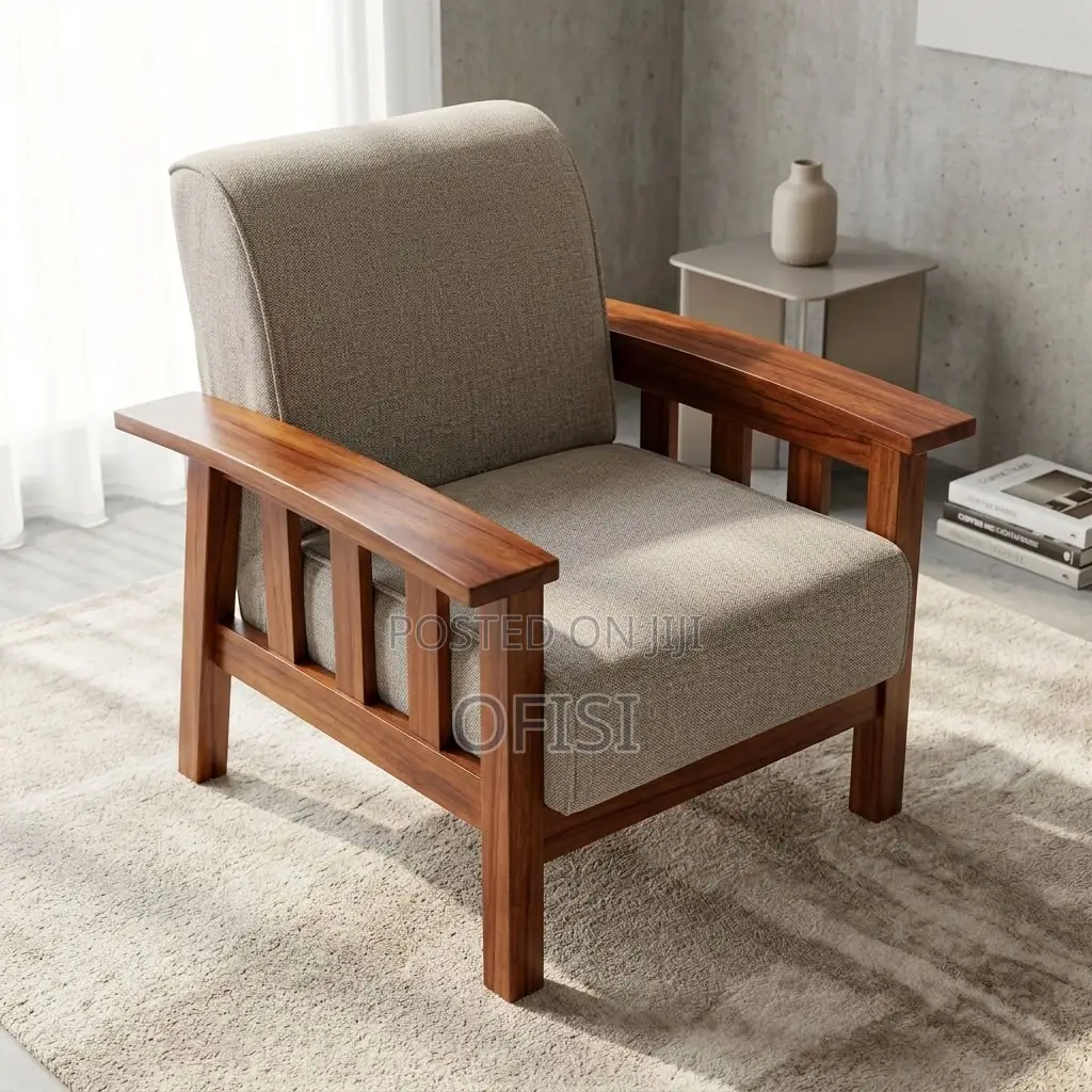 Office Sofa; Single Seater Wooden Frame Reception Sofa