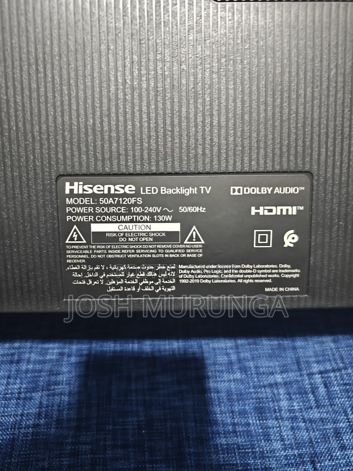 Hisense A7 Series 50 Inch (Dead, Requires Motherboard Replacement)
