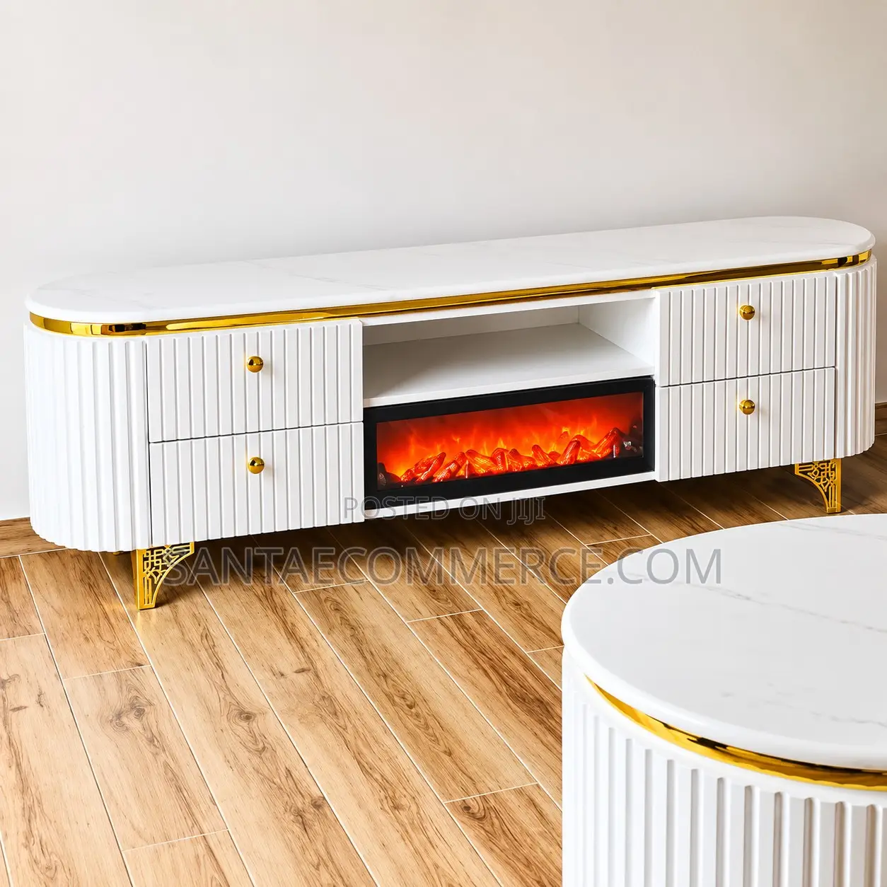 Modern Executive TV Stand With a Functional Fire Place