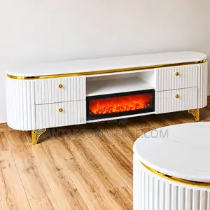 Modern Executive TV Stand With a Functional Fire Place