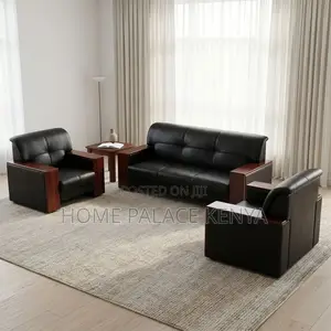 Home Office Sofa Set; 5-Seater Leather Office Waiting Sofa