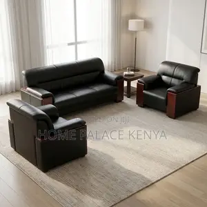 Home Office Sofa Set; 5-Seater Leather Office Waiting Sofa