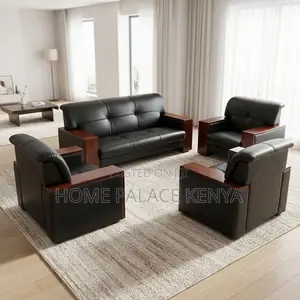 Home Office Sofa Set; 5-Seater Leather Office Waiting Sofa