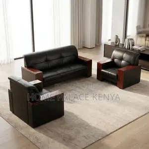 Home Office Sofa Set; 5-Seater Leather Office Waiting Sofa