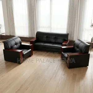 Home Office Sofa Set; 5-Seater Leather Office Waiting Sofa