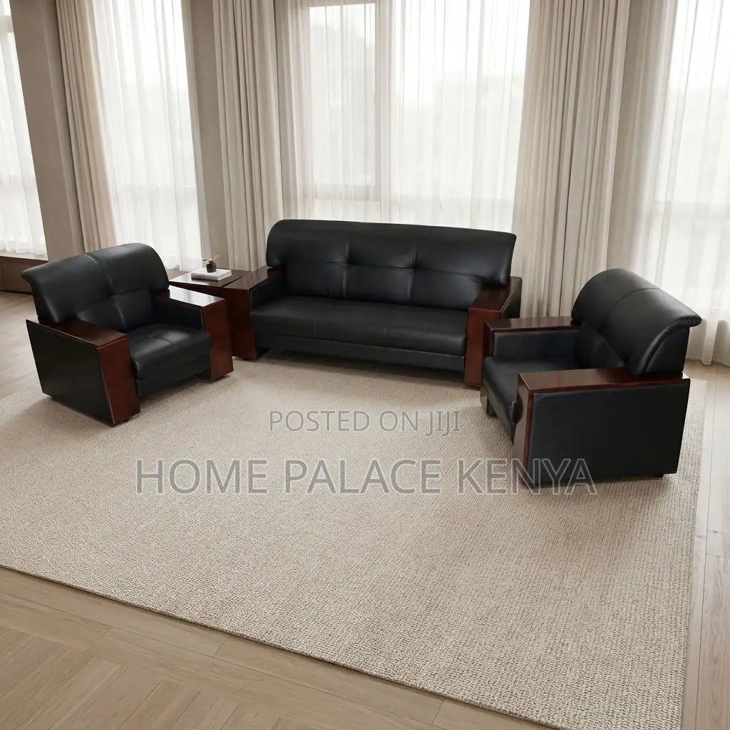 Home Office Sofa Set; 5-Seater Leather Office Waiting Sofa
