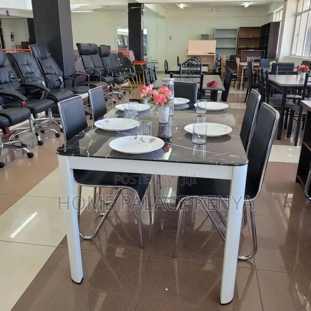 Dining Set; Glass Dining Table With 6 Leather Chairs